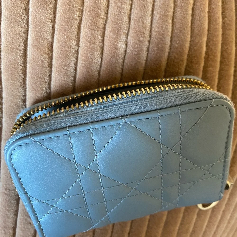 Lady Dior Voyageur Small Coin Purse Cloud Blue